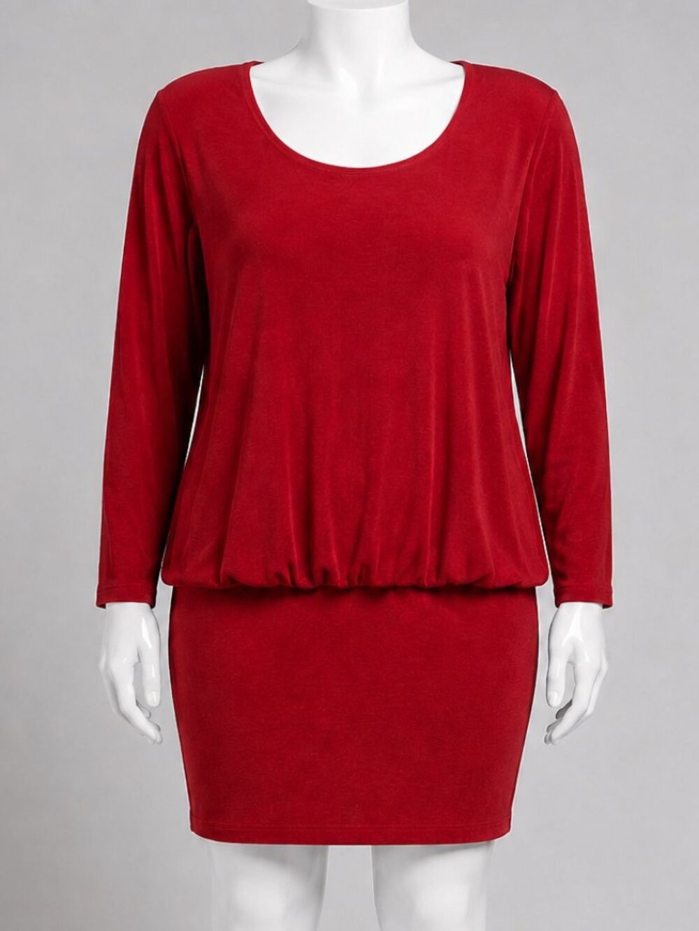 Vintage Vikki Vi Red Blouson Dress Women’s 16W Long Sleeve NWT